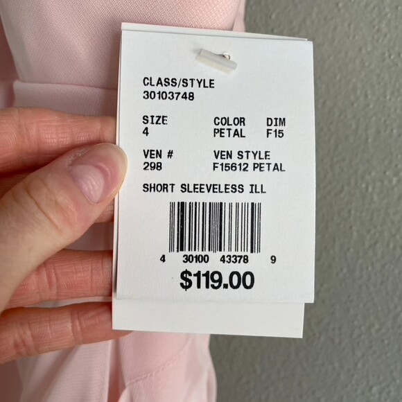 David's Bridal Women's Short High Neck Mesh Dress with Side Cascade Petal Pink - Picture 9 of 10